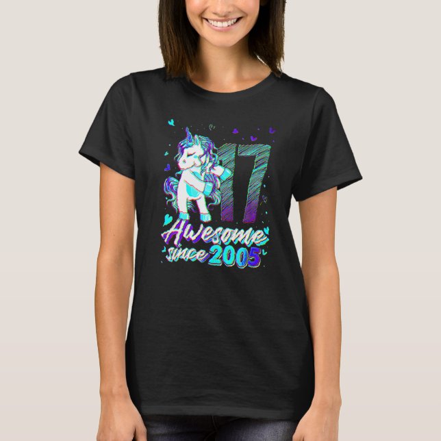 17 Years Old Unicorn Flossing 17th Birthday Unicor T-Shirt (Front)