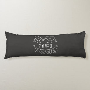 17th Anniversary Gift Chalk Hearts Body Pillow