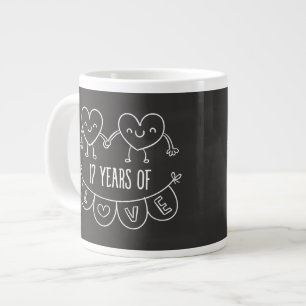 17th Anniversary Gift Chalk Hearts Giant Coffee Mug