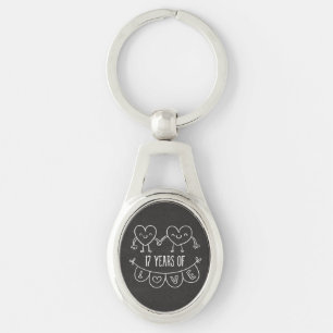 17th Anniversary Gift Chalk Hearts Keychain
