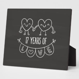 17th Anniversary Gift Chalk Hearts Plaque