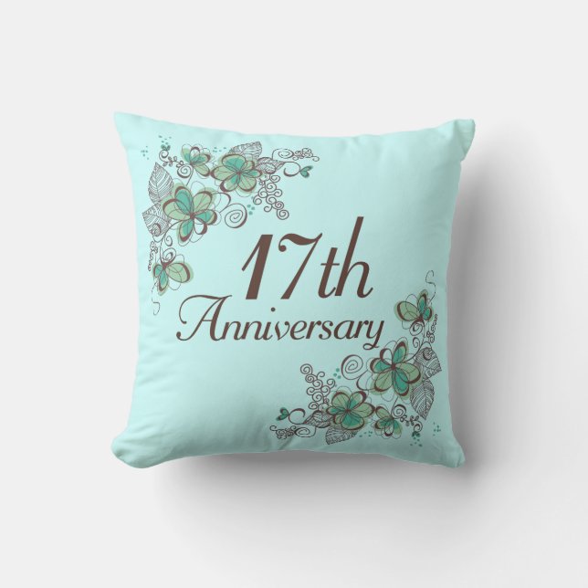 17th Anniversary Gift Throw PIllow (Front)