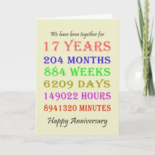 17th Anniversary Milestones Card
