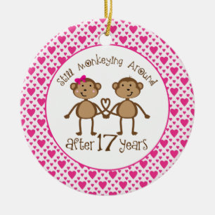 17th Anniversary Monkey Love Ornament