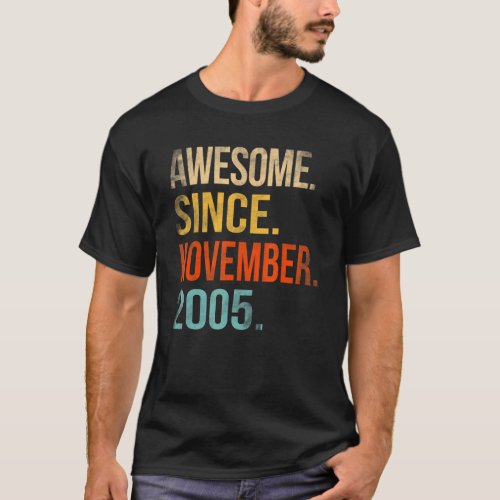 17th Birthday  17 Year Old Awesome Since November  T_Shirt