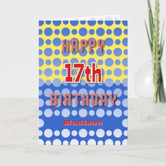 17th Birthday add name circles pattern Card (Front)