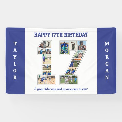 17th Birthday Anniversary Number 17 Photo Collage Banner
