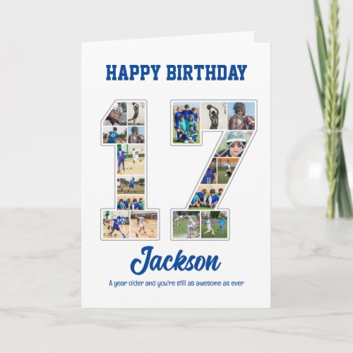 17th Birthday Anniversary Number 17 Photo Collage Card