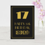 [ Thumbnail: 17th Birthday – Art Deco Inspired Look "17" & Name Card ]