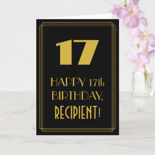 17th Birthday – Art Deco Inspired Look "17" & Name Card