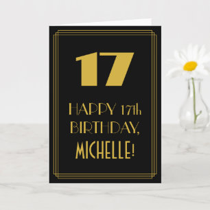 17th Birthday ~ Art Deco Inspired Look "17" & Name Card