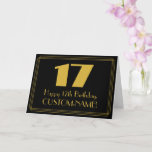 [ Thumbnail: 17th Birthday: Art Deco Inspired Look "17" & Name Card ]