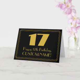 17th Birthday: Art Deco Inspired Look "17" & Name Card