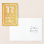 [ Thumbnail: 17th Birthday – Art Deco Inspired Look "17" + Name Foil Card ]