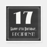 [ Thumbnail: 17th Birthday ~ Art Deco Inspired Look "17", Name Napkins ]