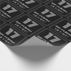 17th Birthday: Art Deco Inspired Look "17" w/ Name Wrapping Paper