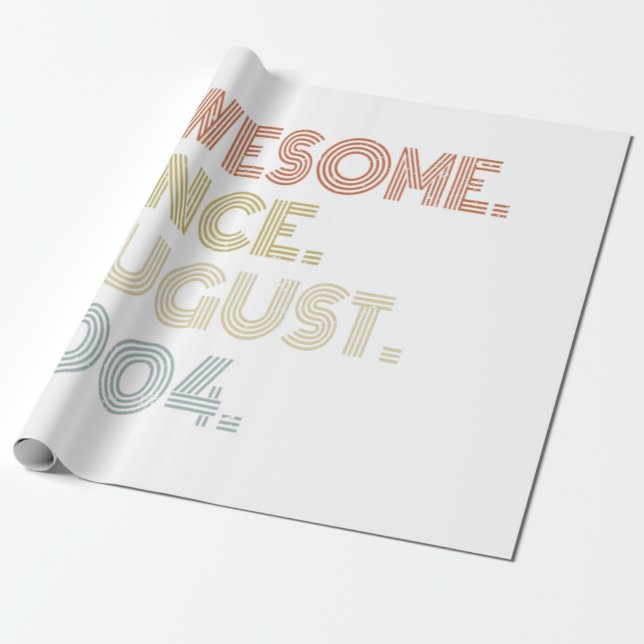 17th Birthday Awesome Since August 2004 17 Year Ol Wrapping Paper (Unrolled)