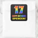 [ Thumbnail: 17th Birthday: Bold, Fun, Simple, Rainbow 17 Sticker ]