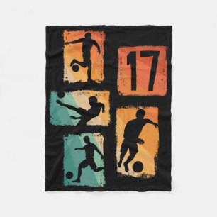 17th Birthday Boy Girl Soccer Player Football 17 Y Fleece Blanket