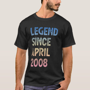17th Birthday Boys Girls Legend Since April 2008 T-Shirt