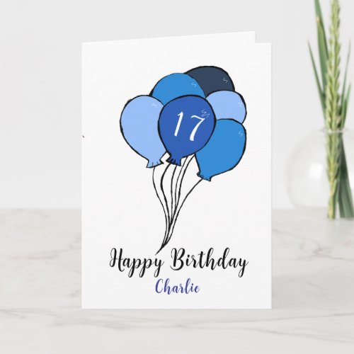 17th birthday bunch of blue balloons