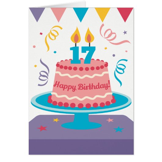 17th Birthday Cake Cards (Front)