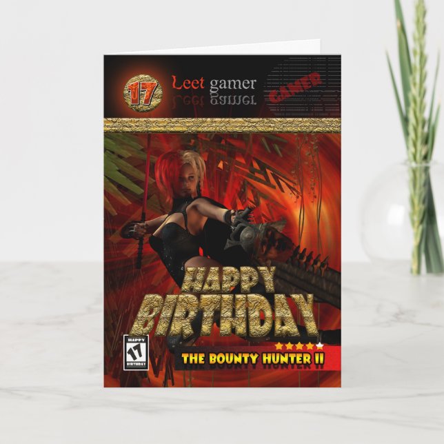 17th Birthday Card for Gamers The Bounty Hunter (Front)