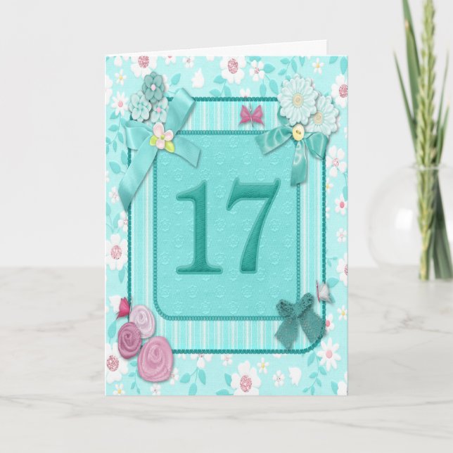 17th birthday card with flowers (Front)