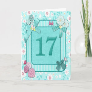 17th birthday card with flowers