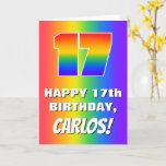 [ Thumbnail: 17th Birthday: Colorful, Fun Rainbow Pattern # 17 Card ]