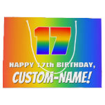 [ Thumbnail: 17th Birthday: Colorful, Fun Rainbow Pattern # 17 Gift Bag ]