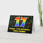 [ Thumbnail: 17th Birthday: Colorful Music Symbols & Rainbow 17 Card ]