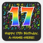 [ Thumbnail: 17th Birthday: Colorful Music Symbols, Rainbow 17 Sticker ]