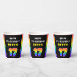 [ Thumbnail: 17th Birthday: Colorful Rainbow # 17, Custom Name Paper Cups ]
