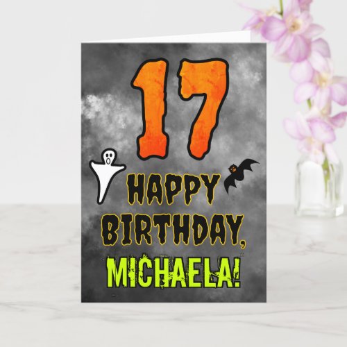 17th Birthday Eerie Halloween Theme  Custom Name Card