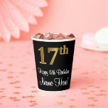 [ Thumbnail: 17th Birthday - Elegant Luxurious Faux Gold Look # Paper Cups ]