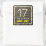 [ Thumbnail: 17th Birthday: Floral Number, Faux Wood Look, Name Sticker ]