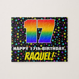17th Birthday — Fun, Colorful Star Field Pattern Jigsaw Puzzle