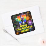 [ Thumbnail: 17th Birthday: Fun Fireworks Look, Rainbow # 17 Sticker ]