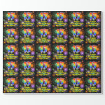 [ Thumbnail: 17th Birthday: Fun Fireworks, Rainbow Look # “17” Wrapping Paper ]