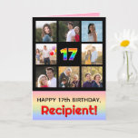 [ Thumbnail: 17th Birthday: Fun Rainbow #, Custom Photos + Name Card ]