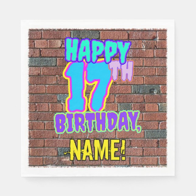 17th Birthday ~ Fun, Urban Graffiti Inspired Look Napkins (Front)