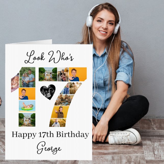 17th Birthday Giant Photo Collage Teen keepsake Card (Creator Uploaded)