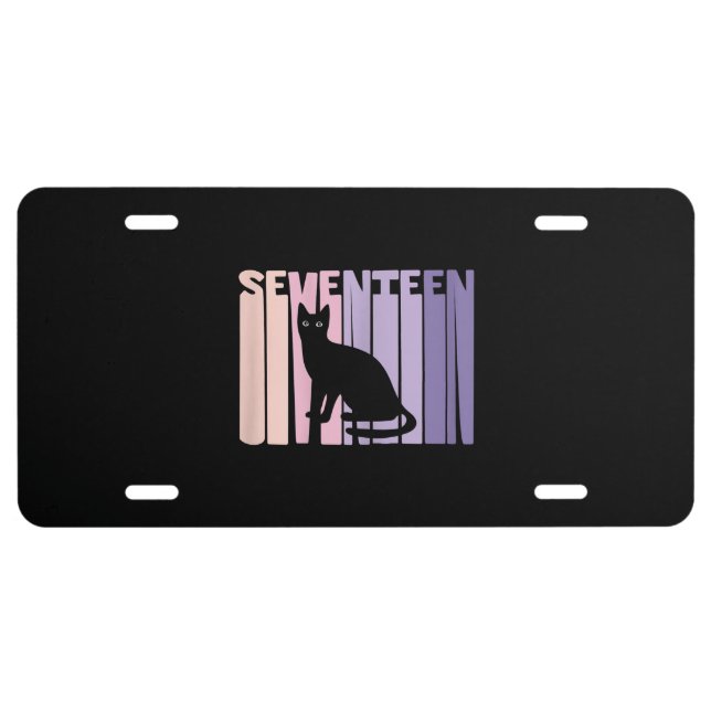 17th Birthday Gift | Cute Cat Lover Gift License Plate (Front)