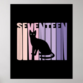 17th Birthday Gift | Cute Cat Lover Gift Poster
