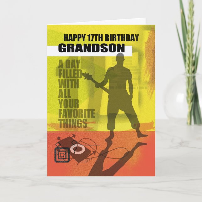 17th Birthday Grandson Modern Design Card (Front)