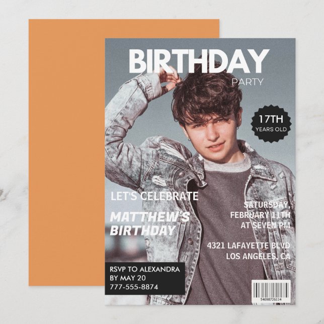 17th birthday invitations for him Magazine Cover (Front/Back)