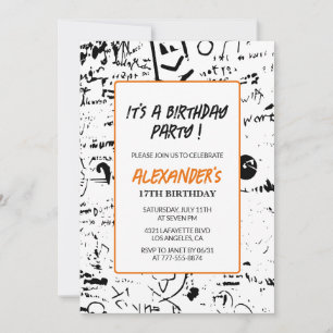 17th birthday invitations Men Graffiti Party Paint