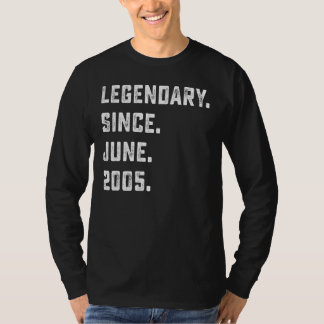 17th Birthday  Legendary Since June 2005 17 Years  T-Shirt