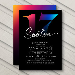17th Birthday Modern Invitation